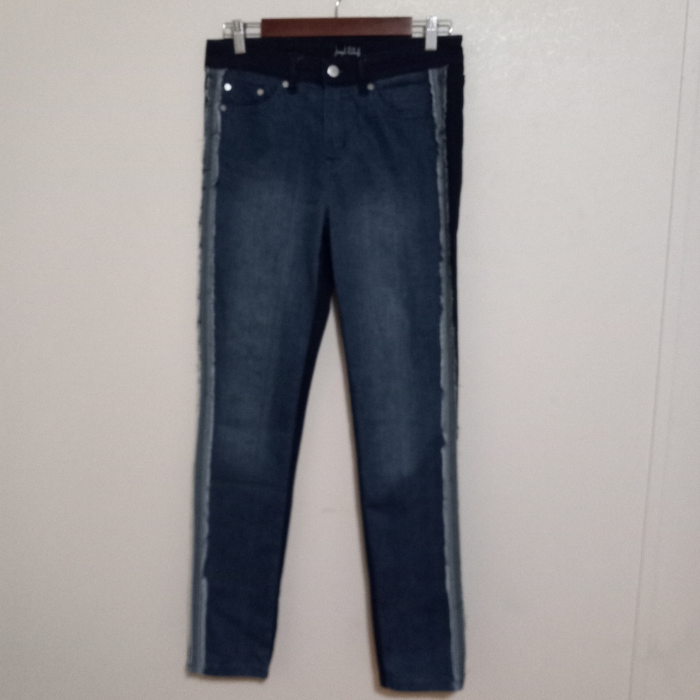 Joseph Ribbkoff 6 Reverse Side Fray Stripe Skinny Stretch Jeans - Picture 11 of 16